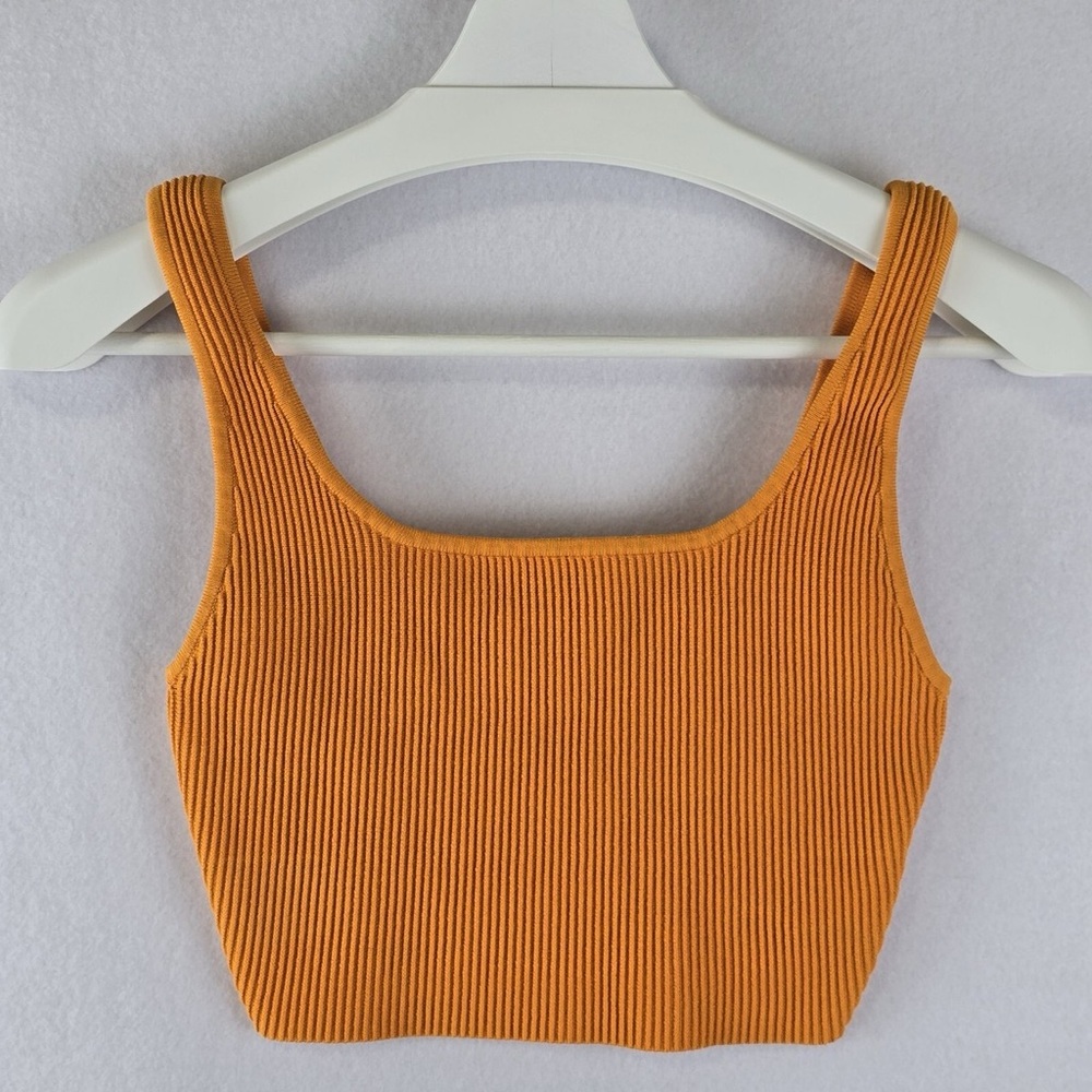 Babaton Orange Ribbed Crop Top